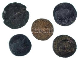 Római Birodalom 5db-os bronz érmetétel, benne As és Dupondius T:F,VG Roman Empire 5pcs bronze coin lot, within As and Dupondius C:F,VG