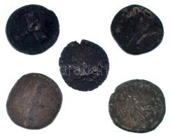 Római Birodalom 5db-os bronz érmetétel, benne As és Dupondius T:F,VG Roman Empire 5pcs bronze coin lot, within As and Dupondius C:F,VG