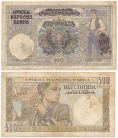 Szerbia / Német megszállás 1941. 100D + 500D T:VG folt, kis szakadás
Serbia / German Occupation 194...