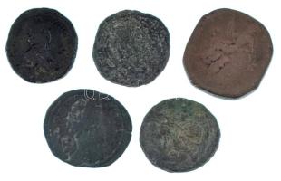 Római Birodalom 5db-os bronz érmetétel, benne As, Dupondius és Sestertius T:F,VG Roman Empire 5pcs bronze coin lot, within As, Dupondius and Sestertius C:F,VG