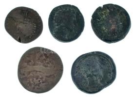 Római Birodalom 5db-os bronz érmetétel, benne As, Dupondius és Sestertius T:F,VG Roman Empire 5pcs bronze coin lot, within As, Dupondius and Sestertius C:F,VG