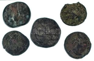 Római Birodalom 5db-os bronz érmetétel, benne As, Dupondius és Sestertius T:F,VG Roman Empire 5pcs bronze coin lot, within As, Dupondius and Sestertius C:F,VG