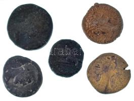 Római Birodalom 5db-os bronz érmetétel, benne As, Dupondius és Sestertius T:F,VG Roman Empire 5pcs bronze coin lot, within As, Dupondius and Sestertius C:F,VG