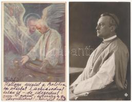 5 db RÉGI vallási képeslap: Prohászka Ottokár és síremléke