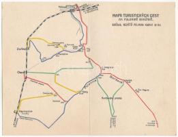 1934 Polonina Borzhava, Chata KCST odboru v Mukaceve na Polonine Borzave pod Plajem. Mapa turisticky...