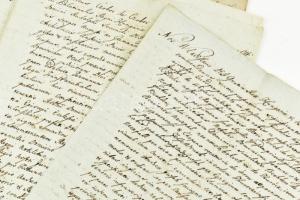 cca 1750 6 db 1600-as évekbeli oklevél későbbi kézzel írt másolata Nagysallói címzésű mappában. Kb 2...