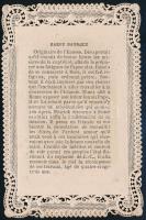 cca 1860 Csipkés szentkép, jó állapotban, 9×6 cm