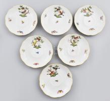 Herend Rothschild mintás kávés készlet. Jelzett, teljes, kézzel festett, kiöntő fedelének belsejében...