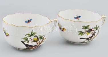 Herend Rothschild mintás kávés készlet. Jelzett, teljes, kézzel festett, kiöntő fedelének belsejében...