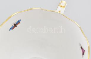 Herend Rothschild mintás kávés készlet. Jelzett, teljes, kézzel festett, kiöntő fedelének belsejében...