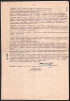 1954 A dombóvári járásbíróság elnökének jelentése a helyben tárgyal különböző bűnügyekről két teljes...