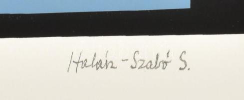 Halász Szabó Sándor (1920-1997): Hullámzó formák. Szitanyomat, papír, jelzett, számozott (23/30), 33...