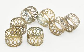 Ezüstözött fém szalvétagyűrű garnitúra, 7 db, 4,5x3,5 cm