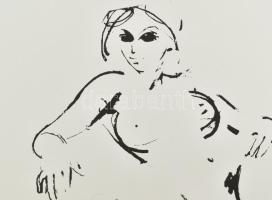 Gyémánt László (1935-): Fekvő női akt. Szitanyomat, papír, jelzett, számozott (10/40). 49x65 cm / Sc...