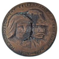 1974. "Hajdúböszörmény felszabadulása emlékére 1944-1974" öntött bronz plakett dísztokban (87mm) T:XF patina