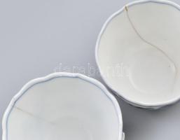 Meissen 4 darab tárgy: 2 darab tálka, jelzett: kardos jelzéssel, kopott, d: 11 cm + 2 darab sérült c...