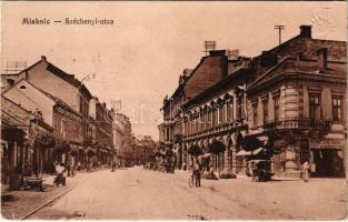 1916 Miskolc, Széchenyi utca, Reinitz Herman üzlete, Reiner Dávid bútor háza. Vasúti levelezőlapárusítás 3084. (EK)