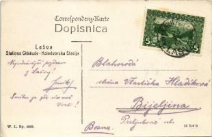 Lasva, Stations Gebäude / Kolodvorska Stacija / railway station. W.L. Bp. 4869. (EK)