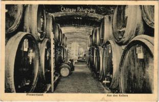 Pozsony, Pressburg, Bratislava; J. Palugyay és fia pezsgőgyár, belső pince részlet boroshordókkal / Chateau Palugyay, Aus den Kellern / champagne factory, cellar interior with wine barrels (EK)