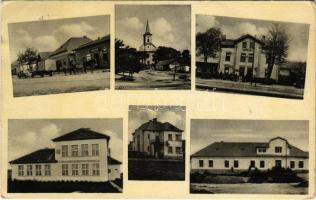 1937 Köbölkút, Gbelce; vasútállomás, iskola, templom, Barta Ferenc vendéglője, Wiesenberg üzlete / railway station, school, church, restaurant, shop (EK)