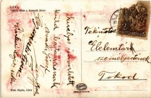 1938 Léva, Levice; bevonulás, tábori mise a Kossuth téren, Országzászló. Foto Hajdu / entry of the H...