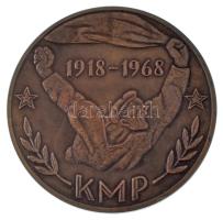 1968. KMP (Kommunisták Magyarországi Pártja) 1918-1968 egyoldalas bronz emlékérem eredeti dísztokban (59mm) T:AU kis ph