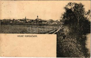 1921 Nagytapolcsány, Velké Topolcany, Topolcany; látkép. Julius Platzko kiadása / general view (fl)