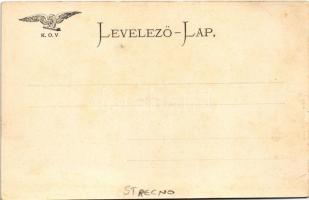 Sztrecsnó, Sztrecsény, Strecno (Ruttka, Vrútky); Sztrecsnói szoros a Vág és a Kassa-Oderbergi Vasút ...