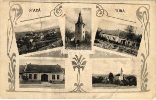 1934 Ótura, Stará Turá, Alt-Turn; mozaiklap / multi-view postcard. Art Nouveau (EM)