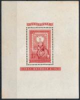 1951 80 éves a magyar bélyeg 1Ft blokk (17.000) (rozsdafoltok / stain spots)