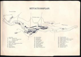 cca 1910 Herkulesfürdő, német nyelvű képes ismertető prospektus, foltos