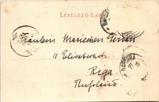 1902 Besztercebánya, Banská Bystrica; IV. Béla király tér, városháza, üzletek, szökőkút. Walther Ado...