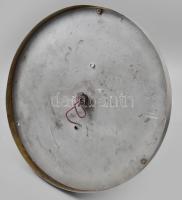 Réz mennyezeti lámpa üveg búrával, porcelán foglalattal. (bura szélén felszereléskor nem látható lep...