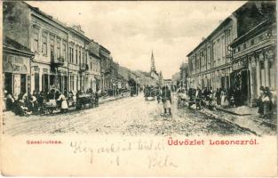 1901 Losonc, Lucenec; Gácsi utca, üzletek / street view, shops (EK)