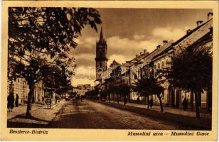 1941 Beszterce, Bistritz, Bistrita; Mussolini utca. Gustav Zikeli 5. / street (EK)