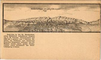 Nagyszeben, Hermannstadt, Sibiu; Nagyszeben anno 1699. Nach dem in der Br. Bruckenthalschen Bibliothek befindlichen Original des G. M. Visconti (ragasztónyom / glue marks)