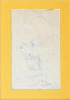 Szász Endre (1926-2003): Erdélyi István régész professzor portréja. Golyóstoll, papír. Jelezve jobbra lent. Szász Endre autográf verses soraival. Üvegezett fakeretben. 21×14 cm.