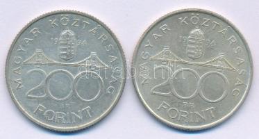 1994. 200Ft Ag "Deák" (2x) T:XF patina Adamo F13.1