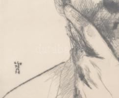 László Gyula (1910-1998): Önarckép, 1975. VI.24. Rézkarc, papír, jelzett. Számozott (3/1). Üvegezett...