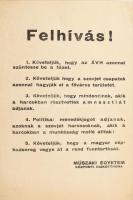 1956 Felhívás a Műszaki Egyetem központi diákotthona felívása 20x30 cm Forradalmi plakát. Ritka!
