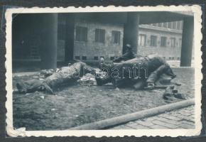 1956 Fotósorozat 13 db fotóval a forradalom napjaiból Budapestről, Vörös csillag leszedése Kálvin té...