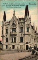 1915 Karánsebes, Caransebes; Új karánsebesi takarékpénztár palota, Schön üzlete / Palatul Cassei de pastrare / Palais der neuen Karánsebeser Sparkassa / new savings bank palace, shop (EK)