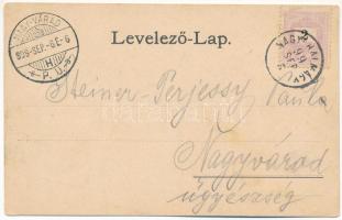 1899 (Vorläufer) Nagyhalmágy, Halmagiu; Fő tér / main square. Art Nouveau, floral (fl)