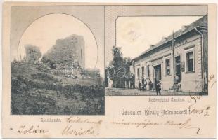 1905 Királyhelmec, Helmec, Kralovsky Chlumec; Csonkavár, Bodrogközi Kaszinó, Rigó szálloda és korcsma / castle ruin, casino, hotel and pub (fl)