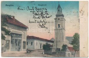 1921 Margitta, Marghita; Margit tér, Református templom. Szabadság nyomda kiadása / square, Calvinist church (fl)