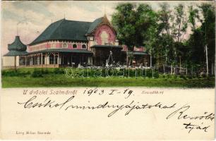 1903 Szatmárnémeti, Szatmár, Satu Mare; Kossuth kert, Városi kioszk, vendéglő. Lövy Miksa kiadása / park, kiosk, restaurant (EK)