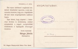 Kolozsvár, Cluj; Sárga János ékszergyáros 1911. február hó 1-től új üzletet nyit a városban. Székhel...