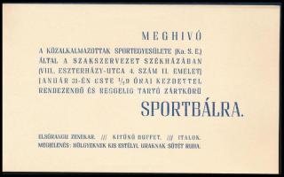 cca 1945-1950 Meghívó a Közalkalmazottak Sportegyesülete (KASE) által rendezett sportbálra