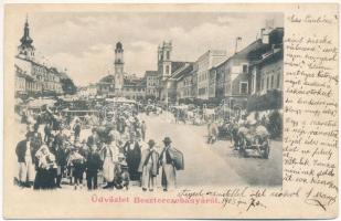 1903 Besztercebánya, Banská Bystrica; Fő tér, vásár, piac / main square, market