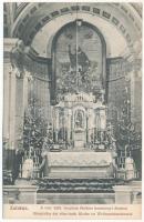 1913 Zalatna, Zlatna; Római katolikus templom főoltára karácsonyi díszben. Remetey János fényképész / Christmas decoration in the church, interior